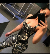 Camo open back romper - No weak points