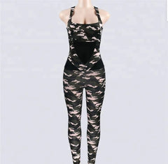 Camo open back romper - No weak points