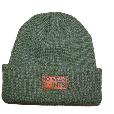 Cuffed watch cap with leather patch - No weak points