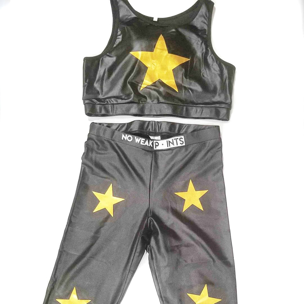 Black Star print leather tights - No weak points