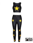 Black Star print leather tights - No weak points