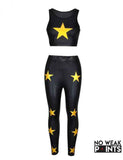 Black Star print leather tights - No weak points