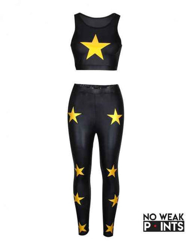 Black Star print leather tights - No weak points