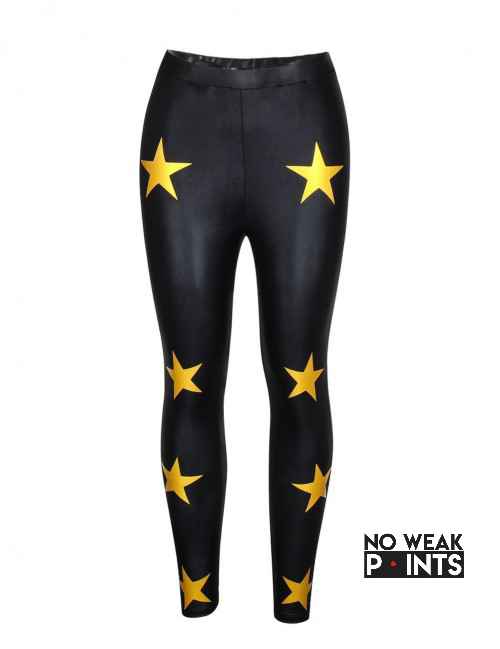 Black Star print leather tights - No weak points